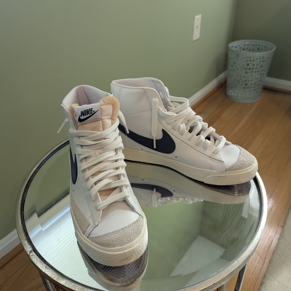 Nike Shoes - Nike Blazer Mid Vintage White Navy Sneakers